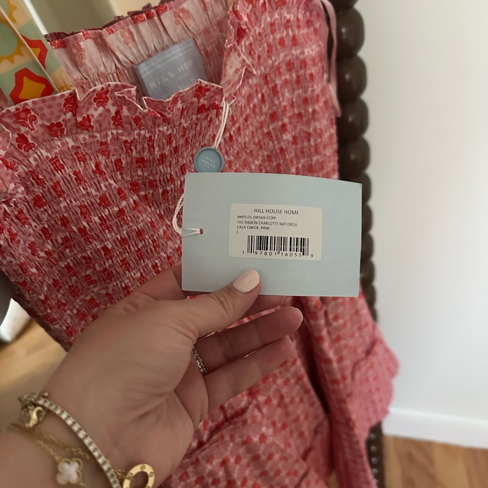 NWT Hill House Home Charlotte Ribbon Nap Dress in Cala Check Pink Print - Picture 5 of 7